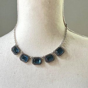 Le Ritz by Brighton Silver Tone Necklace with Deep Blue Rhinestone Links